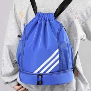 Durable Waterproof Gym Sports Drawstring Backpack with Shoes Compartment